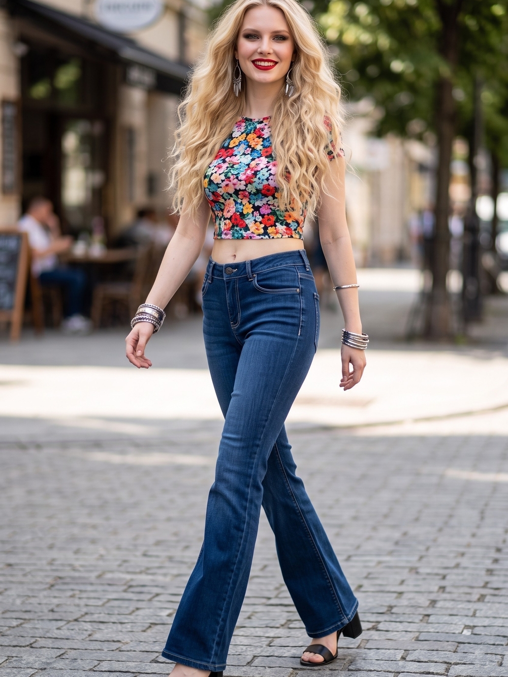 Betabrand Dark High Rise Blue Flare Jeans